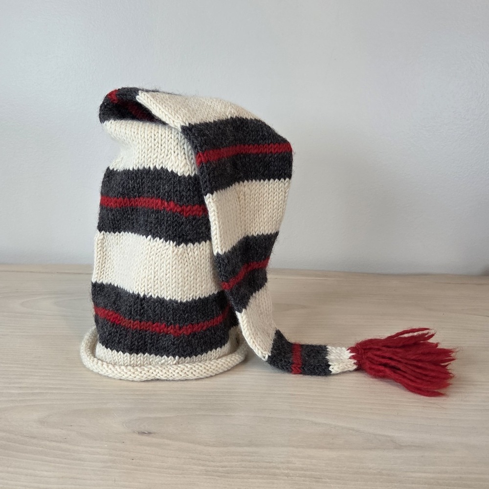 J. Crew Premium Striped Wool 28" Long Tail Stocking Elf Hat Beanie OS